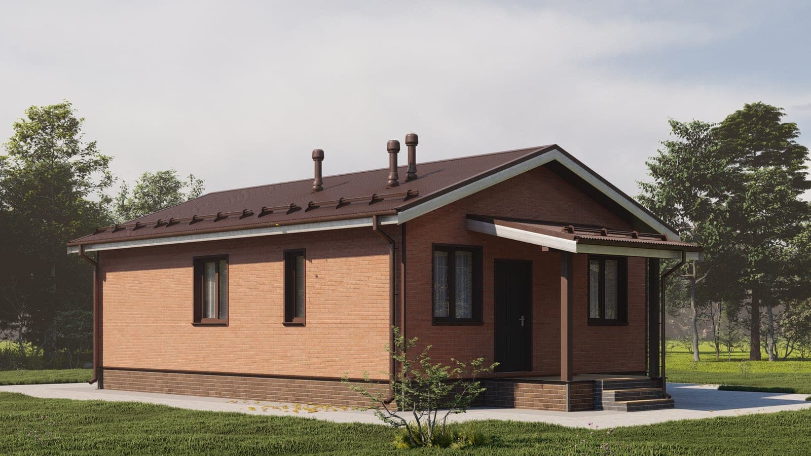 Проект Дом 72 72 м² — вид с заднего двора
