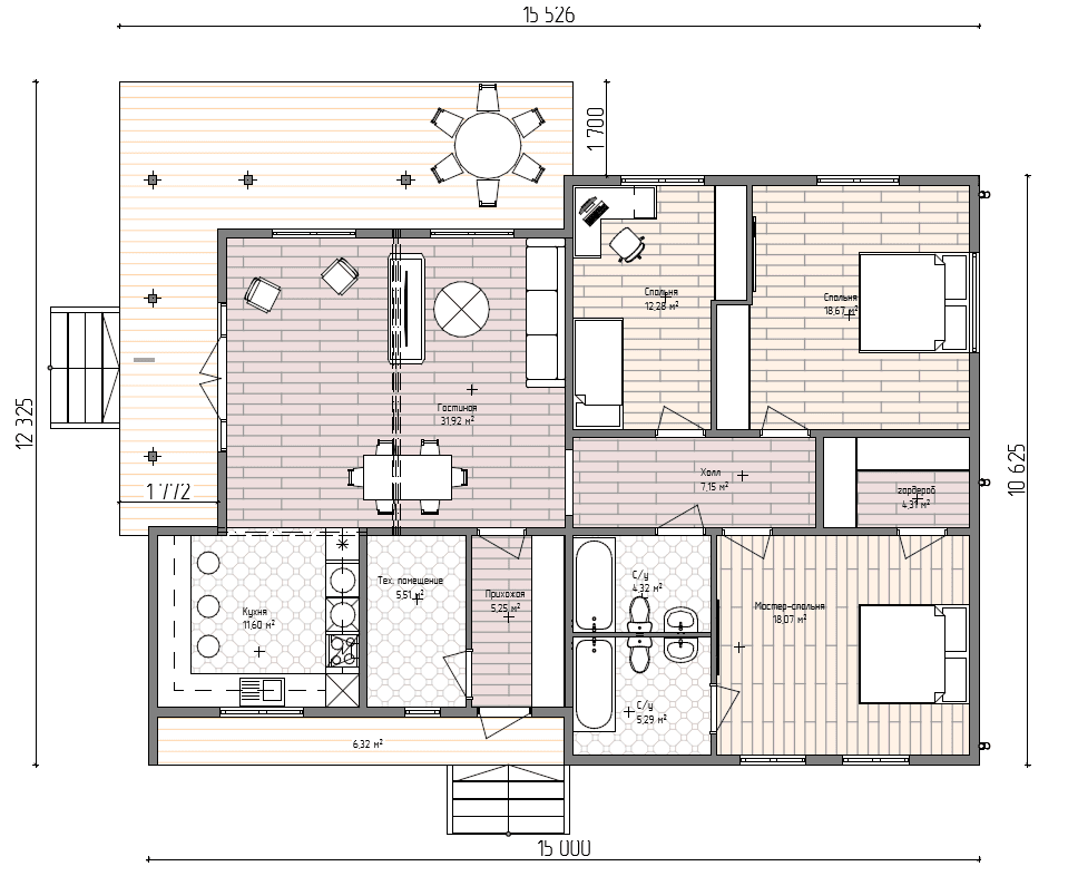 Планировка проекта Дом 159 159 м² — 3 спальни