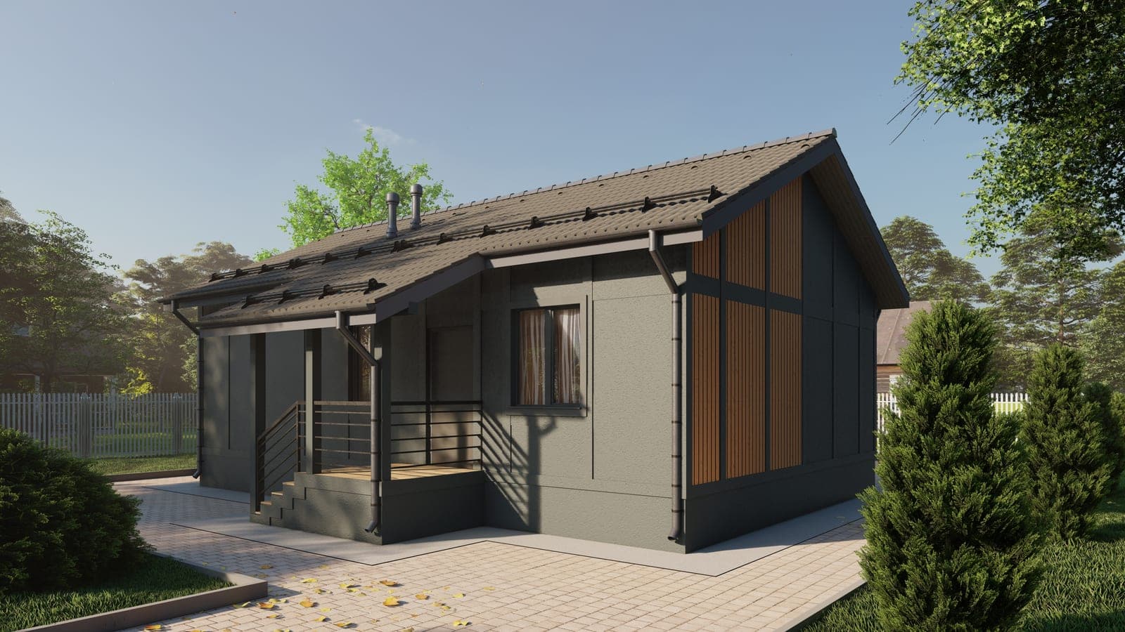 Проект Дом 85 85 м² — фасад СИП-дома, СИП-дом под ключ
