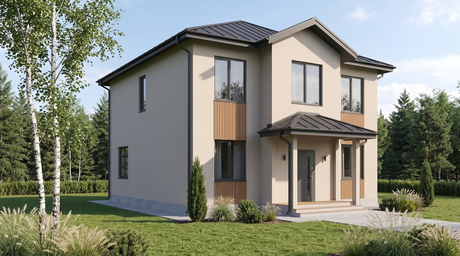 Проект Ленинец 120 м² — ракурс с участком